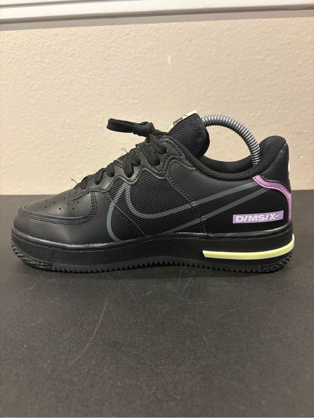 Nike Air Force 1 React Triple Black Violet CD6960-001 Youth Sz 6.5Y Womens Sz 8 - Picture 3 of 11